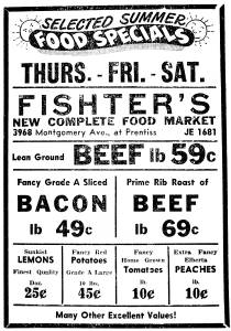 1950 Fishter's Food Market advertisement
