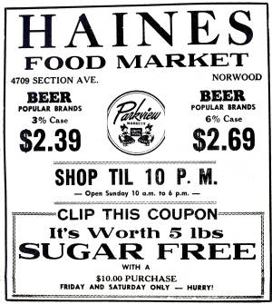 Haines Food Market 1950 advertisement