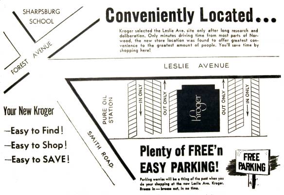 June 1952 ad for Kroger's new store on Leslie Avenue