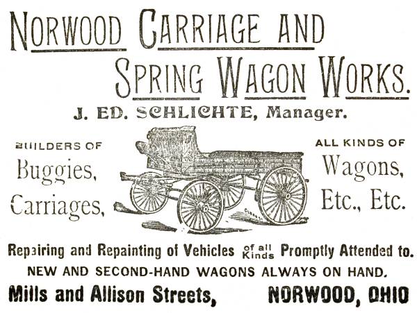 1899 ad for the Norwood Carriage and Spring Wagon Works