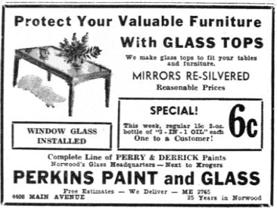 1950 Perkins Paint & Glass advertisement